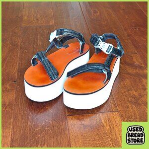 Teva x Nasty Gal Walk On Flatform Sandal Sz 11 Orange White Black 2.75" Platform